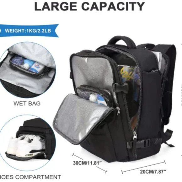 Large Travel Backpack Men, Carry On Backpack,Hiking Backpack WaterproofOutdoor - Picture 2 of 5